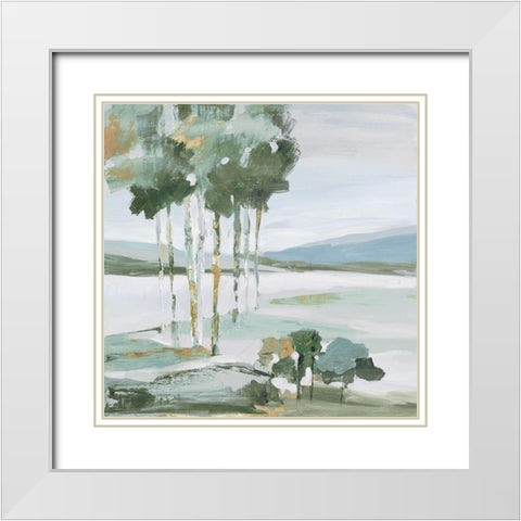 Serene Blue II  White Modern Wood Framed Art Print with Double Matting by Lera