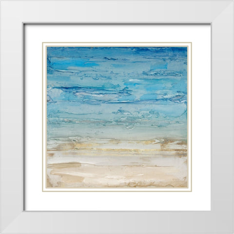 Blue Coastal Landscape II White Modern Wood Framed Art Print with Double Matting by Lera