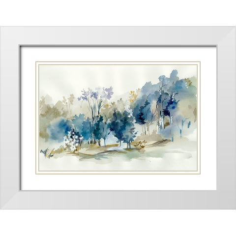 Standing Still Blue II White Modern Wood Framed Art Print with Double Matting by Lera