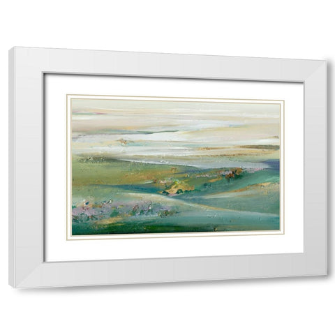 Green Sunset Pasture White Modern Wood Framed Art Print with Double Matting by Lera