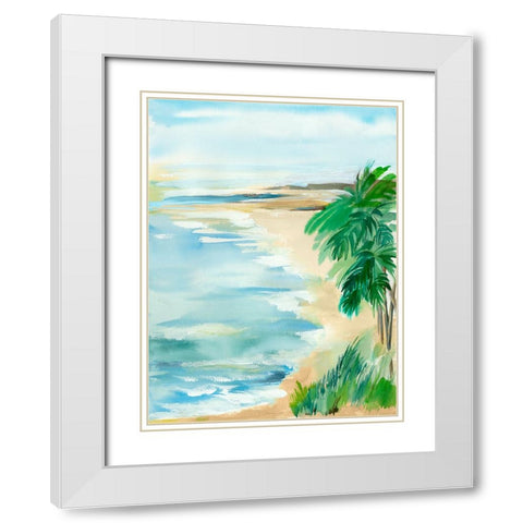 Beach of Paradise I White Modern Wood Framed Art Print with Double Matting by Lera