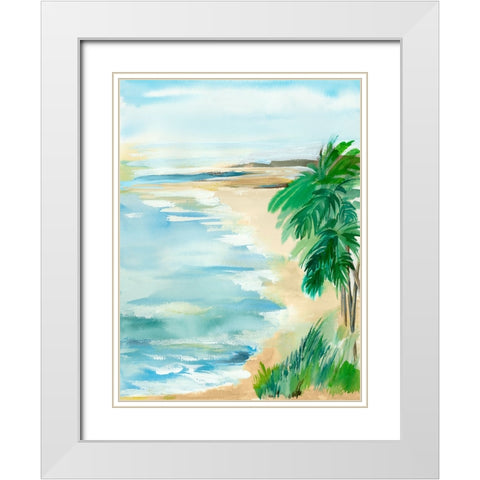 Beach of Paradise I White Modern Wood Framed Art Print with Double Matting by Lera
