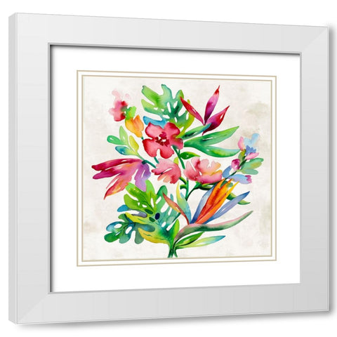 Tropical Bundle I White Modern Wood Framed Art Print with Double Matting by Lera
