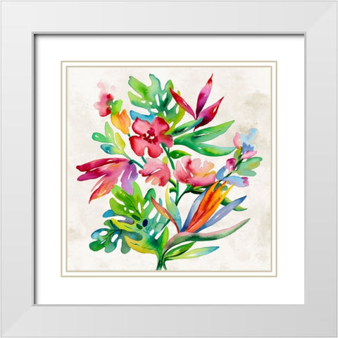 Tropical Bundle I White Modern Wood Framed Art Print with Double Matting by Lera