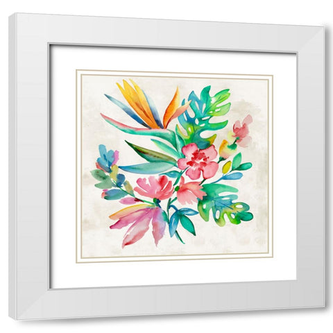 Tropical Bundle II White Modern Wood Framed Art Print with Double Matting by Lera
