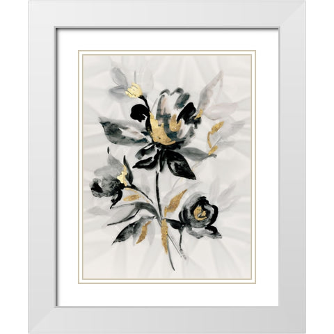 Glided Floral I White Modern Wood Framed Art Print with Double Matting by Lera