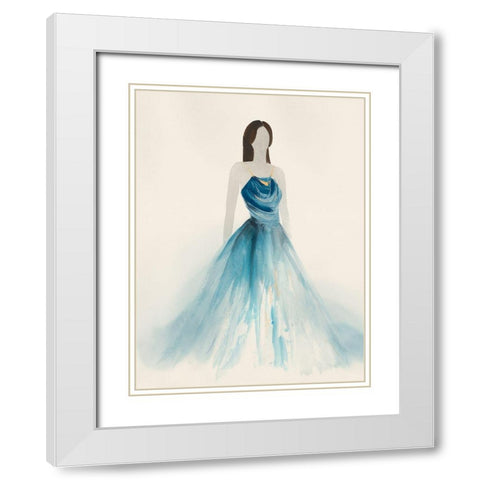 Blue Dress I  White Modern Wood Framed Art Print with Double Matting by Lily K
