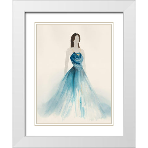 Blue Dress I  White Modern Wood Framed Art Print with Double Matting by Lily K