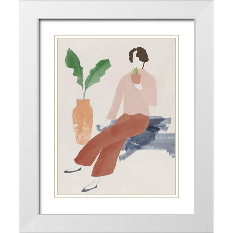 Plant Lady I  White Modern Wood Framed Art Print with Double Matting by Lily K