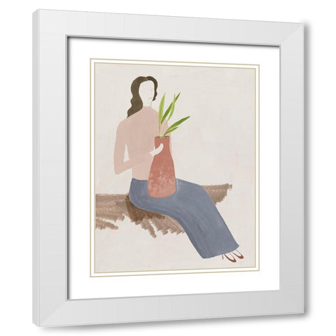 Plant Lady II White Modern Wood Framed Art Print with Double Matting by Lily K
