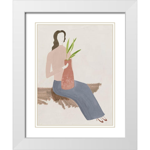 Plant Lady II White Modern Wood Framed Art Print with Double Matting by Lily K