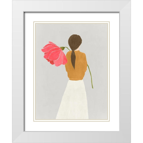 Flower Woman I  White Modern Wood Framed Art Print with Double Matting by Lily K