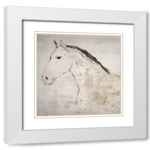 Horse I  White Modern Wood Framed Art Print with Double Matting by Lily K