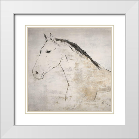 Horse I  White Modern Wood Framed Art Print with Double Matting by Lily K