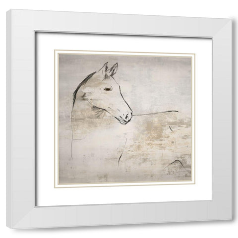 Horse II  White Modern Wood Framed Art Print with Double Matting by Lily K