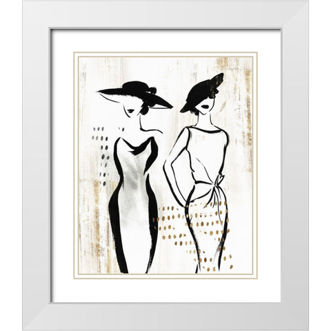 Fashion Figures II  White Modern Wood Framed Art Print with Double Matting by Lily K