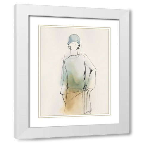 Fashion Girl II White Modern Wood Framed Art Print with Double Matting by Lily K