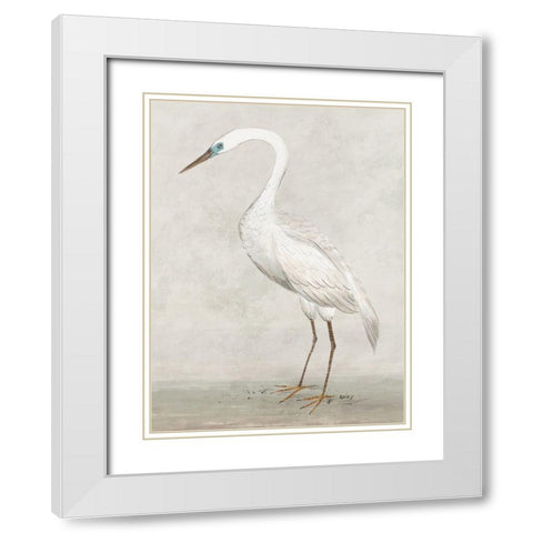 Vintage Heron II White Modern Wood Framed Art Print with Double Matting by Lily K