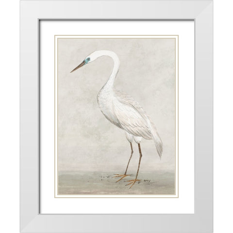 Vintage Heron II White Modern Wood Framed Art Print with Double Matting by Lily K