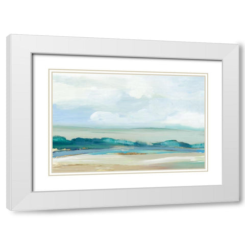 Rolling Blue Hills White Modern Wood Framed Art Print with Double Matting by PI Studio