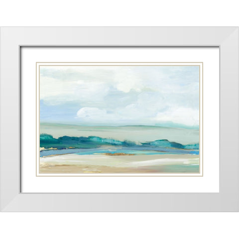 Rolling Blue Hills White Modern Wood Framed Art Print with Double Matting by PI Studio