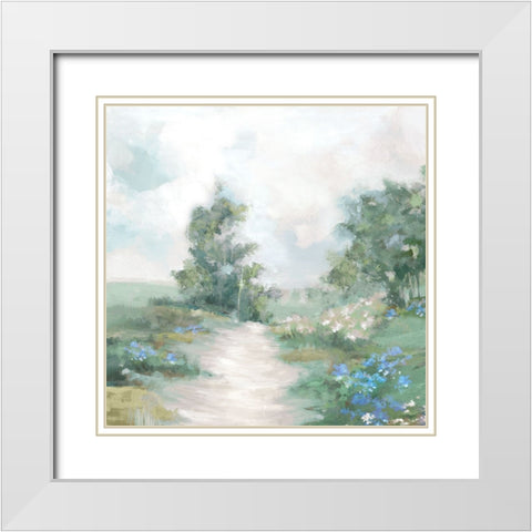 Forest of Green White Modern Wood Framed Art Print with Double Matting by PI Studio