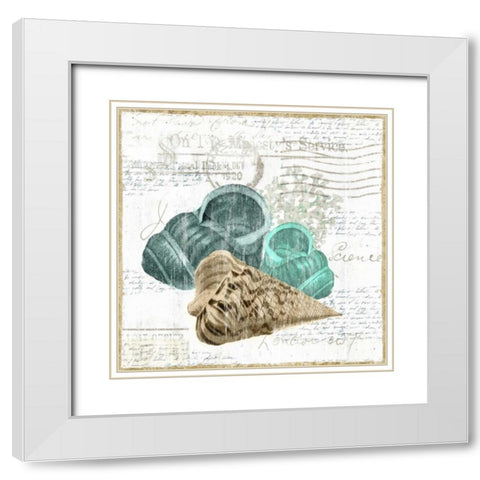 Shell Letter II White Modern Wood Framed Art Print with Double Matting by Woods, Maya