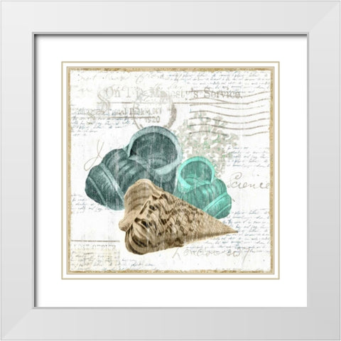 Shell Letter II White Modern Wood Framed Art Print with Double Matting by Woods, Maya