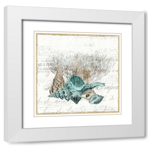 Shell Letter IV White Modern Wood Framed Art Print with Double Matting by Woods, Maya