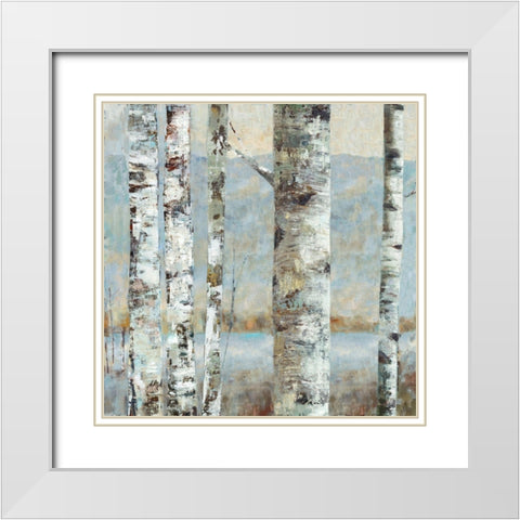 Winter Birch II White Modern Wood Framed Art Print with Double Matting by Woods, Maya