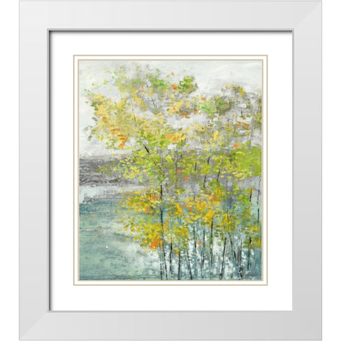 Hilltop views White Modern Wood Framed Art Print with Double Matting by Woods, Maya