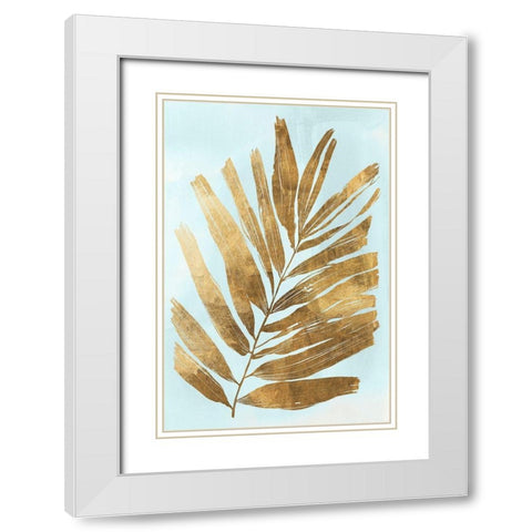 Golden Fern I White Modern Wood Framed Art Print with Double Matting by Woods, Maya