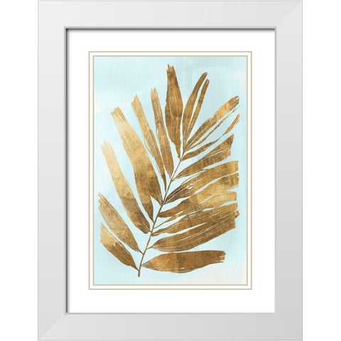 Golden Fern I White Modern Wood Framed Art Print with Double Matting by Woods, Maya