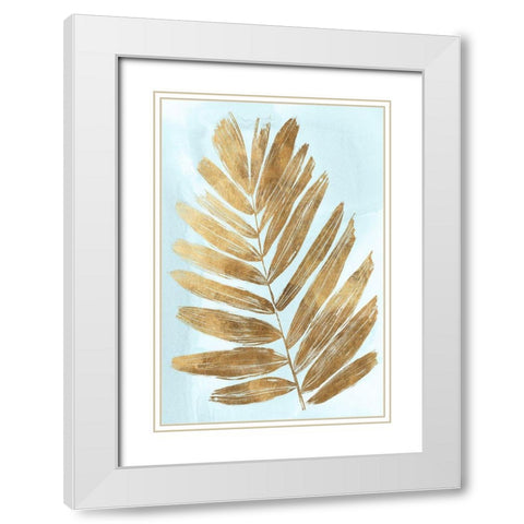 Golden Fern II White Modern Wood Framed Art Print with Double Matting by Woods, Maya