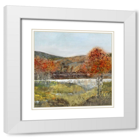 Autumn Breeze I White Modern Wood Framed Art Print with Double Matting by Woods, Maya