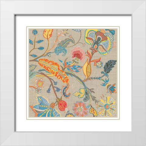 Folklore I White Modern Wood Framed Art Print with Double Matting by Woods, Maya
