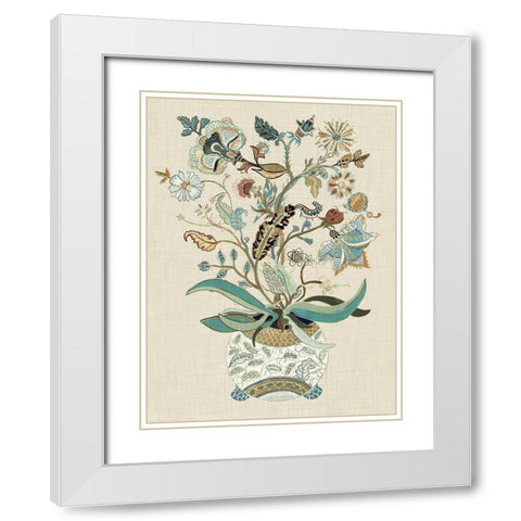 Fleur I White Modern Wood Framed Art Print with Double Matting by Woods, Maya