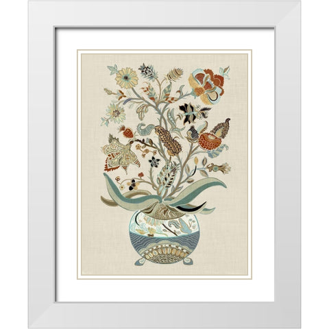 Fleur II White Modern Wood Framed Art Print with Double Matting by Woods, Maya