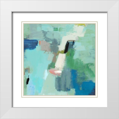 Cerulean I  White Modern Wood Framed Art Print with Double Matting by Woods, Maya