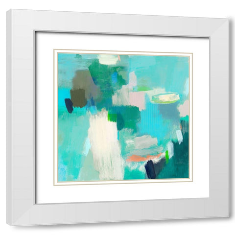 Cerulean II White Modern Wood Framed Art Print with Double Matting by Woods, Maya