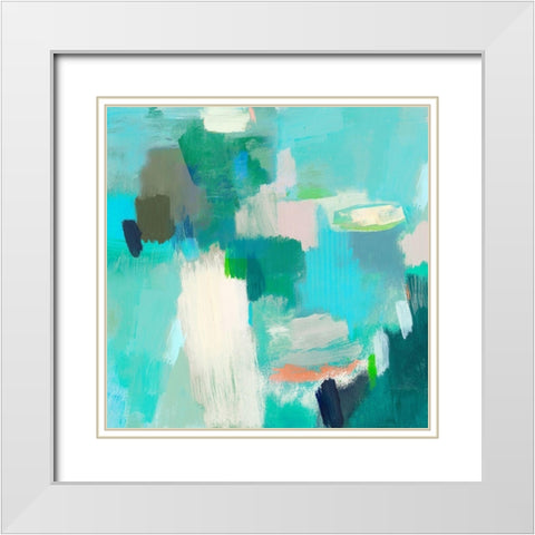 Cerulean II White Modern Wood Framed Art Print with Double Matting by Woods, Maya