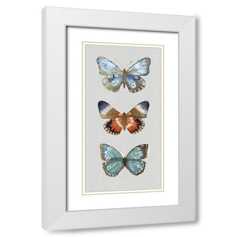 Catching Butterflies I  White Modern Wood Framed Art Print with Double Matting by Woods, Maya