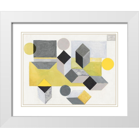 Our Own Paths I -Yellow Version White Modern Wood Framed Art Print with Double Matting by Woods, Maya