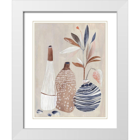 Summer Vase II White Modern Wood Framed Art Print with Double Matting by Woods, Maya