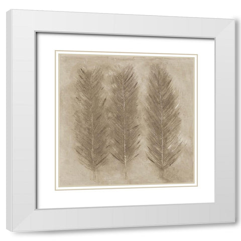 Golden Feathers I  White Modern Wood Framed Art Print with Double Matting by Woods, Maya