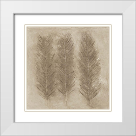 Golden Feathers I  White Modern Wood Framed Art Print with Double Matting by Woods, Maya