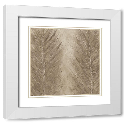 Golden Feathers II White Modern Wood Framed Art Print with Double Matting by Woods, Maya