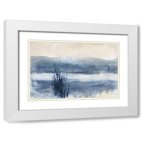 Still Blue Water I  White Modern Wood Framed Art Print with Double Matting by Woods, Maya