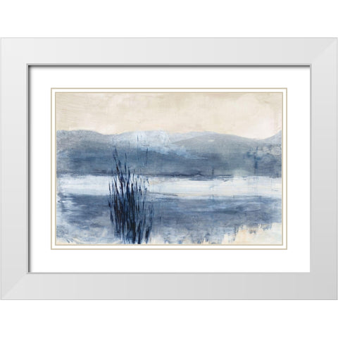 Still Blue Water I  White Modern Wood Framed Art Print with Double Matting by Woods, Maya