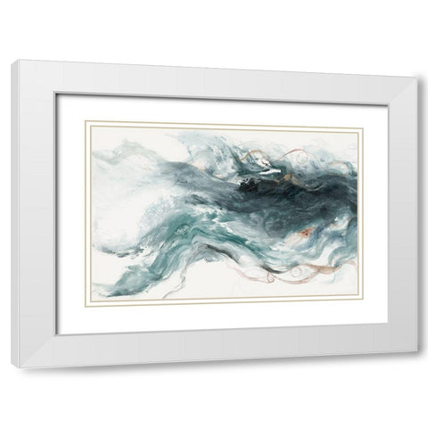 Teal Haze White Modern Wood Framed Art Print with Double Matting by Woods, Maya